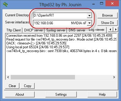 Figure-10.4 (TFTP Interface: firmware uploaded successfully)